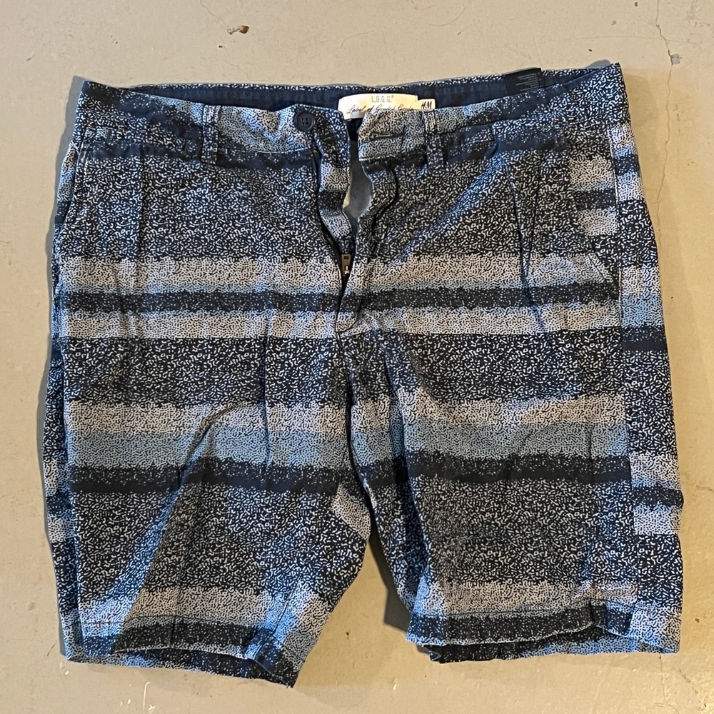 LOGG Blue and Gray Striped Shorts
